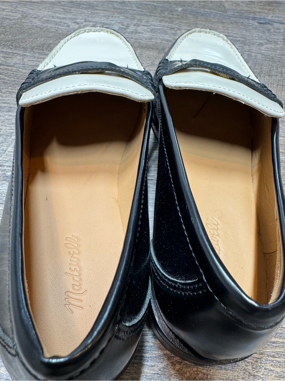 Madewell Black and White Leather Women's Penny Loafers - Picture 6 of 15